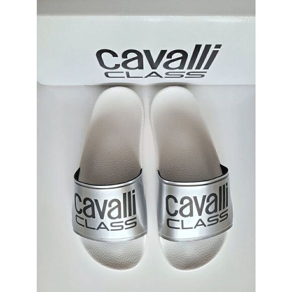 CAVALLI CLASS Women’s Comfort Pool White Logo Slides NEW WITH BOX MSRP $195 - Picture 2 of 12